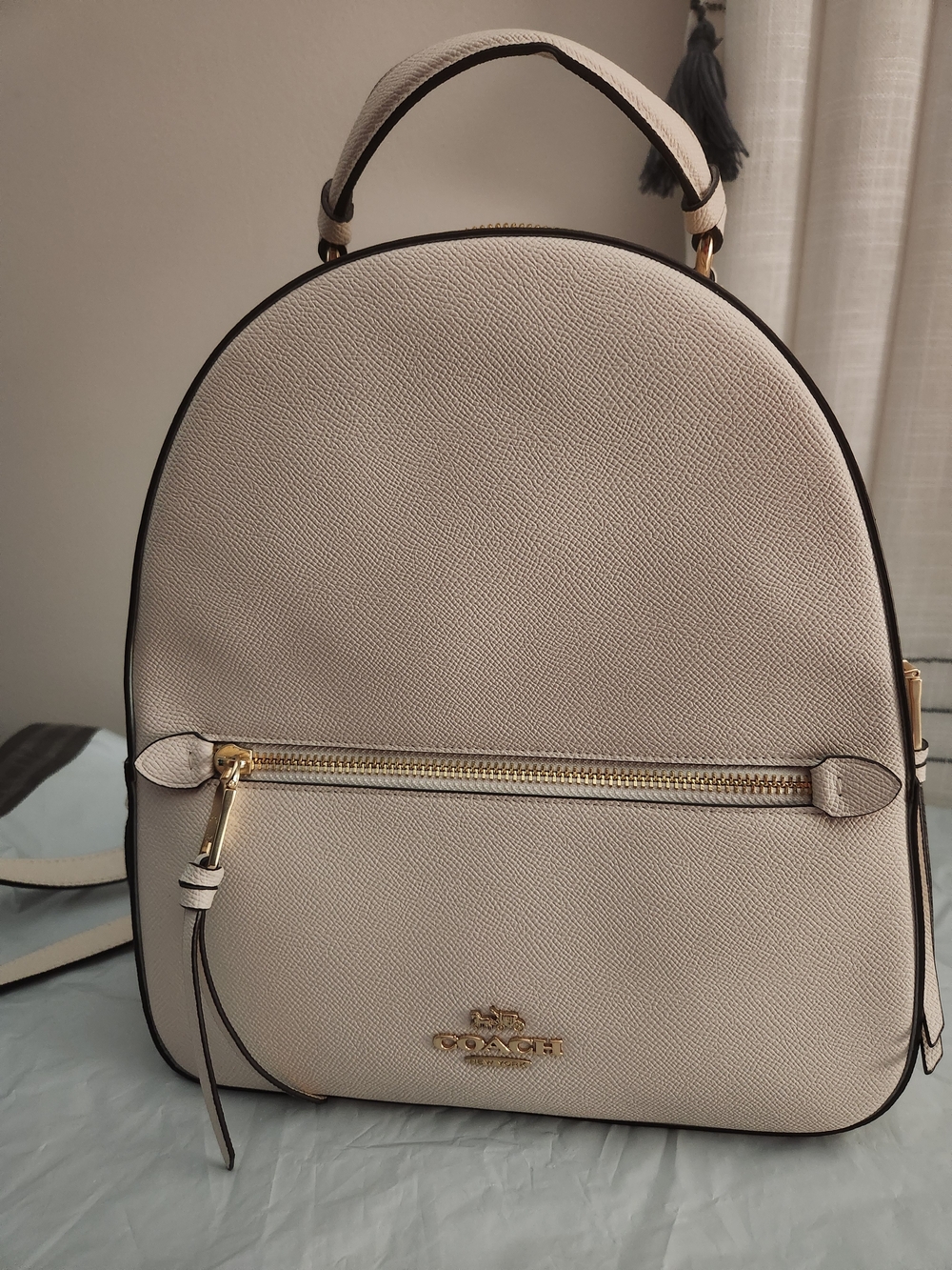 Coach Leather Backpack in Chalk W Signature Logo On Sides